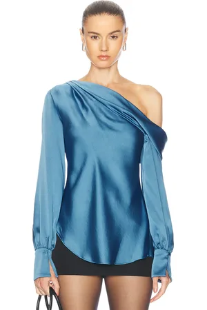 Simkhai Alice One Shoulder Top in - Blue. Size L (also in M, S, XS).
