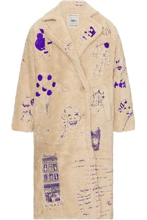 KIDSUPER STUDIOS Embroidered Sherpa Fleece Overcoat in - . Size M (also in ).