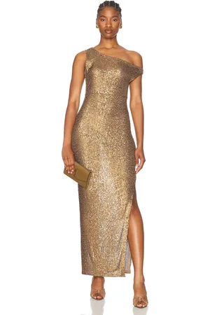 Norma Kamali Drop Shoulder Fitted Gown in - Metallic . Size L (also in M, S, XL, XS).