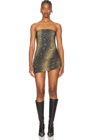Norma Kamali Strapless Side Drape Pickleball Dress in - Neutral. Size L (also in M, S, XS).