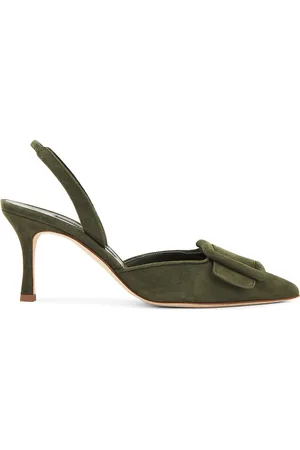 Manolo Blahnik Maysli 70 Pump in - Olive. Size 36.5 (also in 41).