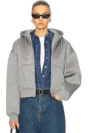 WARDROBE.NYC Bonded Zip Hoodie in - Grey. Size L (also in M, S, XL).