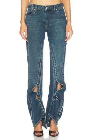 Y / PROJECT Hook And Eye Straight Leg in - Denim-Medium. Size 24 (also in 25, 26, 27, 28, 29, 30).