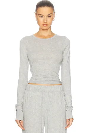 ÉTERNE Fitted Crewneck Long Sleeve T-Shirt in - Grey. Size S (also in XL).