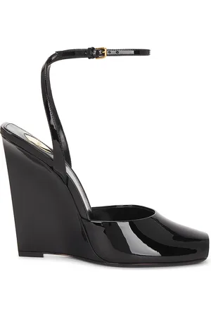 Saint Laurent Orhand Peep Toe Wedge in - Black. Size 36 (also in 36.5, 38, 38.5, 39, 39.5).