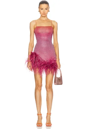 Oseree Lumiere Shade Plumage Mini Dress in - Fuchsia. Size M (also in ).