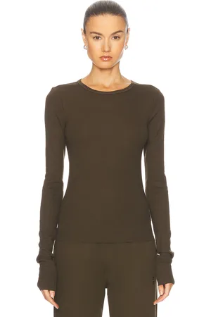 ÉTERNE Long Sleeve Fitted Top in - Army. Size XL (also in XS).