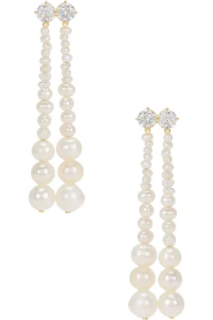 COMPLETEDWORKS Freshwater Pearl CZ Earrings in - Metallic Gold. Size all.