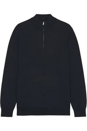 NN.07 Sergio Zip Mock Neck Sweater in - Navy. Size L (also in XL/1X).
