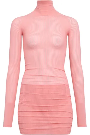 Alaïa Long Sleeve Mini Dress in - Pink. Size 34 (also in 36, 38).