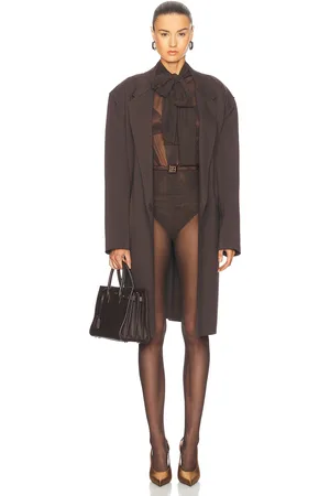 Norma Kamali Oversized Double Breasted Jacket in - Chocolate. Size L (also in M, S, XL, XS).