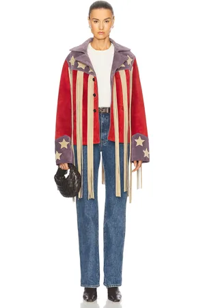 BODE Flag Fringe Jacket in Red White & Blue - Red. Size M (also in S).