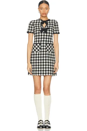 VALENTINO Damier Light Tweed Dress in - Black. Size 36 (also in 38, 40).