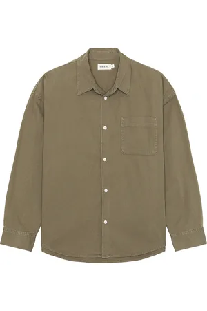 Frame Long Sleeve Relaxed Denim Shirt in - Olive. Size L (also in M).