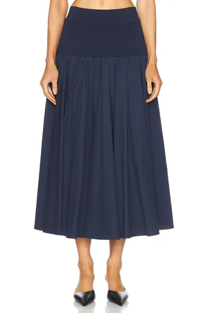 Simkhai Stella Maxi Skirt With Knit Yoke in - Navy. Size L (also in ).