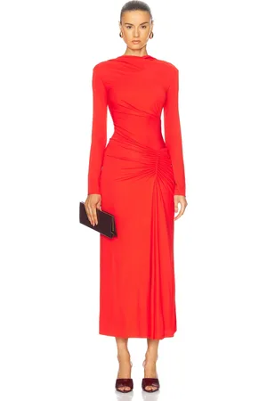 Simkhai Ferrera Midi Dress in - Red. Size 0 (also in 4, 6).