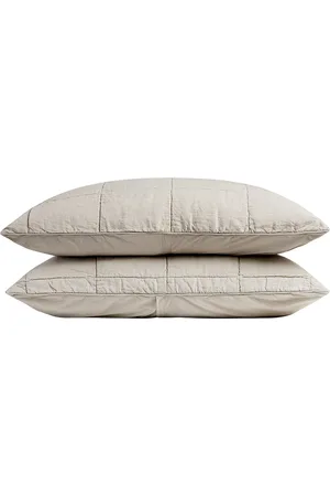 Parachute Linen Box Quilted Sham Set in - White. Size STANDARD (also in ).