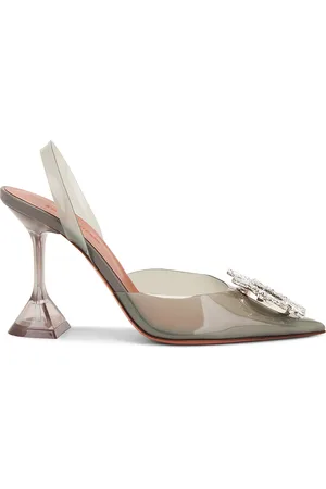 Amina Muaddi Begum Glass 95 PVC Sling in - Grey. Size 36 (also in 37.5, 38.5).