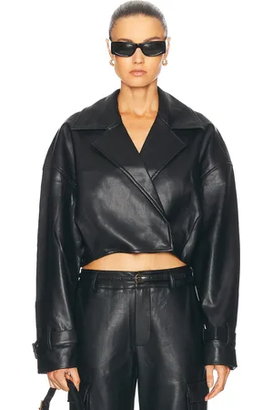 SER.O.YA Koda Vegan Leather Cropped Trench in - . Size L (also in S, XL, XS).