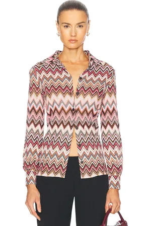 Missoni Long Sleeve Button Down Top in - Pink. Size 38 (also in 40, 42).
