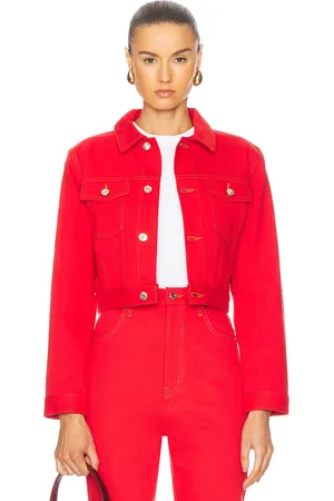 Frame X Carolina Herrera Tailored Denim Jacket in - Red. Size S (also in XS).