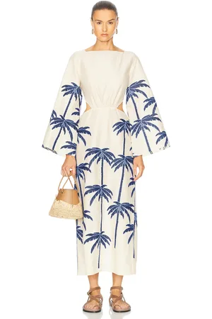 JOHANNA ORTIZ Embroidered Journey Ankle Dress in - Cream. Size 0 (also in 2, 4, 6).