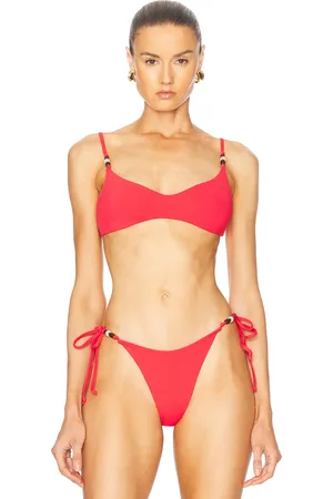 Bond Eye Mika Reversible Cropped Bikini Top in - Red,Pink. Size XS-S (also in ).