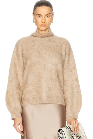 SABLYN Asher Slouchy Turtleneck Sweater in - Beige. Size L (also in M, XS).