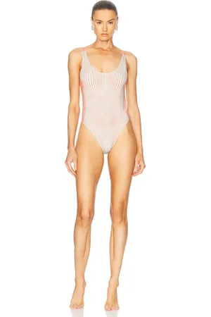 Jean Paul Gaultier Pinstripe Body Morphing One Piece in - Coral,Cream. Size S (also in XS, XXS).