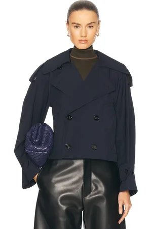 Bottega Veneta Cropped Trench Coat in - Navy. Size 36 (also in 38, 40).