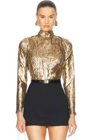 Ganni Long Sleeve Cut Out Top in - Metallic . Size S/M (also in XXS/XS).