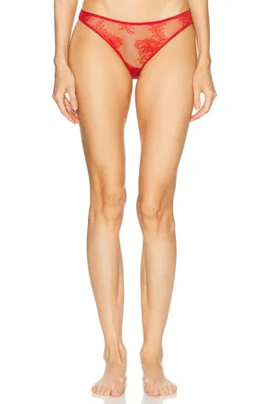 FLEUR DU MAL Bouquet Lace Cheeky Underwear in - Red. Size 1 (also in 3, 4).