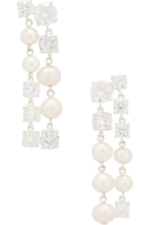 COMPLETEDWORKS Freshwater Pearl CZ Earrings in - Metallic Silver. Size all.
