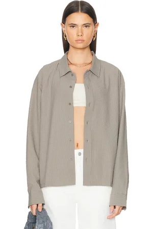 Museum of Peace and Quiet Vacation Button Up Shirt in - Taupe. Size XL/1X (also in ).