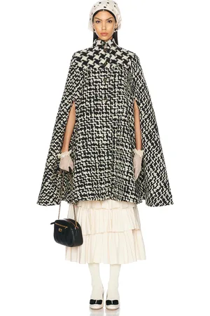 VALENTINO Geometric Tweed Cape in - Black. Size 38 (also in ).