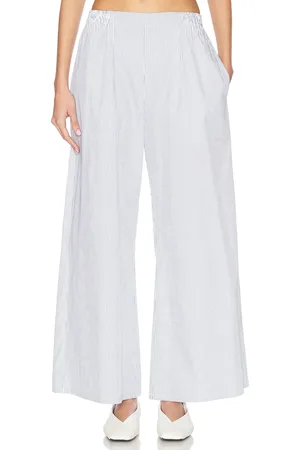 Leset Yoshi Wide Leg Boxer Pant in - Baby Blue. Size L (also in S, XL).