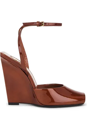 Saint Laurent Orhand Peep Toe Wedge in - Cognac,Rust. Size 36 (also in 36.5, 37, 37.5, 38, 38.5, 39.5, 41).