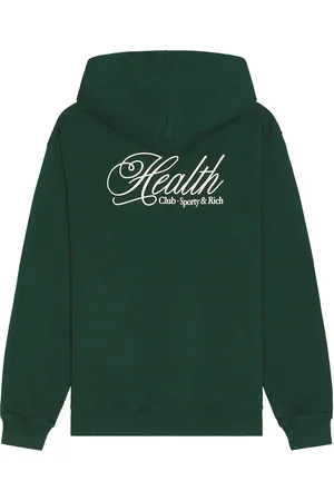 Sporty & Rich Health Script Hoodie in - Dark Green. Size L (also in M, S, XL/1X).
