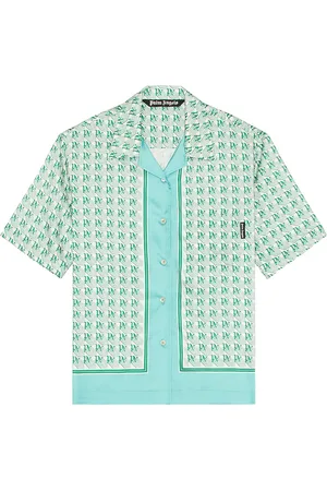 Palm Angels PA Diamonds Bowling Shirt in - Teal. Size 50 (also in ).