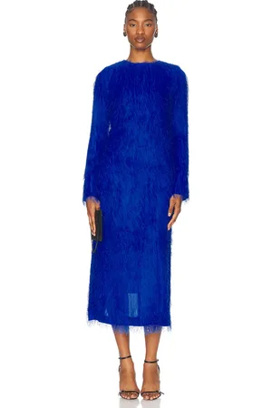 Oscar de la Renta Long Sleeve Midi Dress in - Blue. Size 6 (also in ).