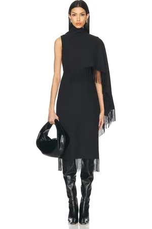 Oscar de la Renta Fringe Midi Dress in - Grey. Size 0 (also in 4, 6).