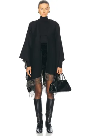 VALENTINO GARAVANI Toute La V Cashmere Poncho in - Black. Size all.