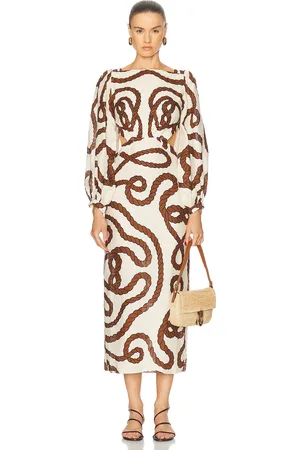JOHANNA ORTIZ Sailing Robes Ankle Dress in - Beige. Size 0 (also in 2, 4, 6, 8).