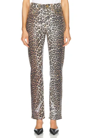 Ganni Foil Print Carri Chain Pant in - Neutral. Size 24 (also in 25, 26, 29).