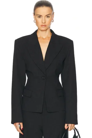 EAVES Melange Suiting Cinched Blazer in - Grey. Size L (also in S).