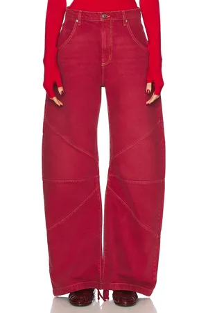 EB DENIM Frederic Barrel Wide Leg in - Red. Size 24 (also in 25, 26, 27, 28).