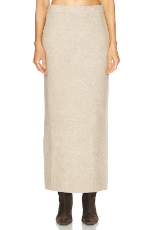 EAVES Amaya Knit Maxi Skirt in - Ivory. Size L (also in M, S).