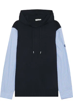 Simkhai Adonis Knit Woven Combo Hoodie in - Black. Size L (also in M, S, XL/1X).