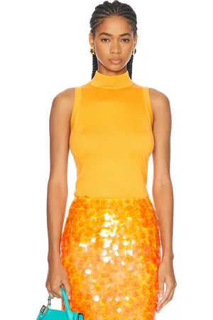 Carolina Herrera Mock Neck Top in - Orange. Size L (also in M, S, XS).