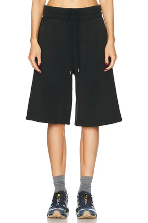 WAO Wide Leg Fleece Short in - Black. Size S (also in XL/1X, XS).